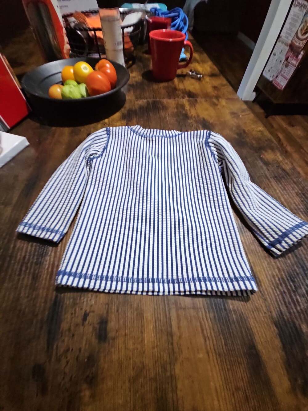 (509) RuggedButts Blue Striped Rash Guard 6-12M - Picture 6 of 7